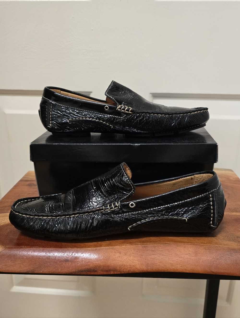 To Boot New York Adam Derrick Black Patent Leather Slip-On Loafers Men Size 8